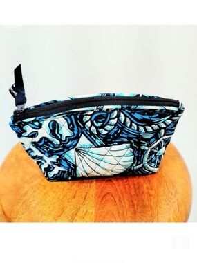 Vera Bradley Blue Shore Enough Pattern Makeup Bag